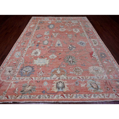 Oushak And Peshawar Wool Hand Knotted Rug Red 8.11x11.9 -O089869