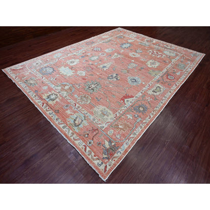 Oushak And Peshawar Wool Hand Knotted Rug Red 8.11x11.9 -O089869