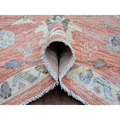 Oushak And Peshawar Wool Hand Knotted Rug Red 8.11x11.9 -O089869