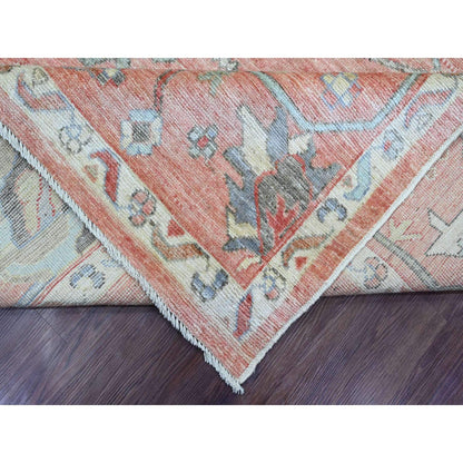 Oushak And Peshawar Wool Hand Knotted Rug Red 8.11x11.9 -O089869