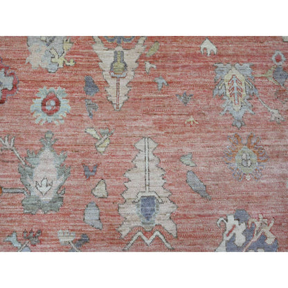 Oushak And Peshawar Wool Hand Knotted Rug Red 8.11x11.9 -O089869