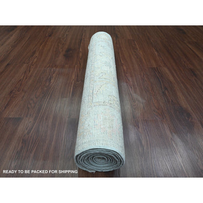 Oushak And Peshawar Wool Hand Knotted Rug Grey 2.11x9.9 -O089874