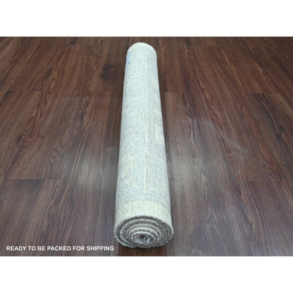Oushak And Peshawar Wool Hand Knotted Rug Ivory 2.8x6.0 -O089876