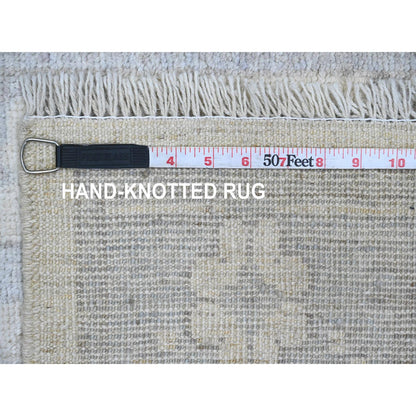 Oushak And Peshawar Wool Hand Knotted Rug Ivory 2.8x6.0 -O089876