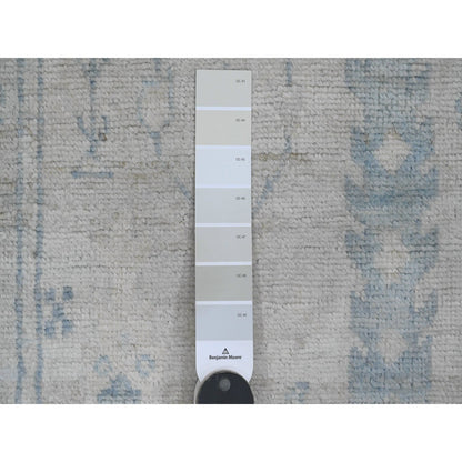 Oushak And Peshawar Wool Hand Knotted Rug Ivory 2.10x10.0 -O089878
