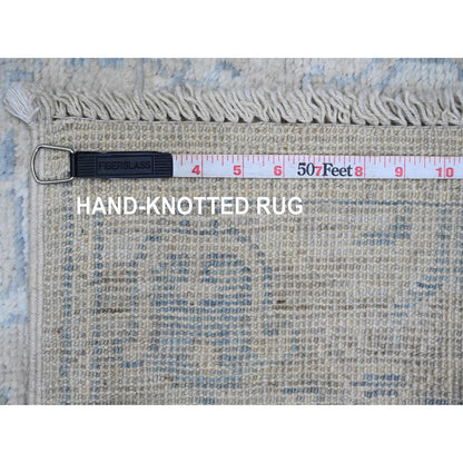 Oushak And Peshawar Wool Hand Knotted Rug Ivory 2.10x10.0 -O089878