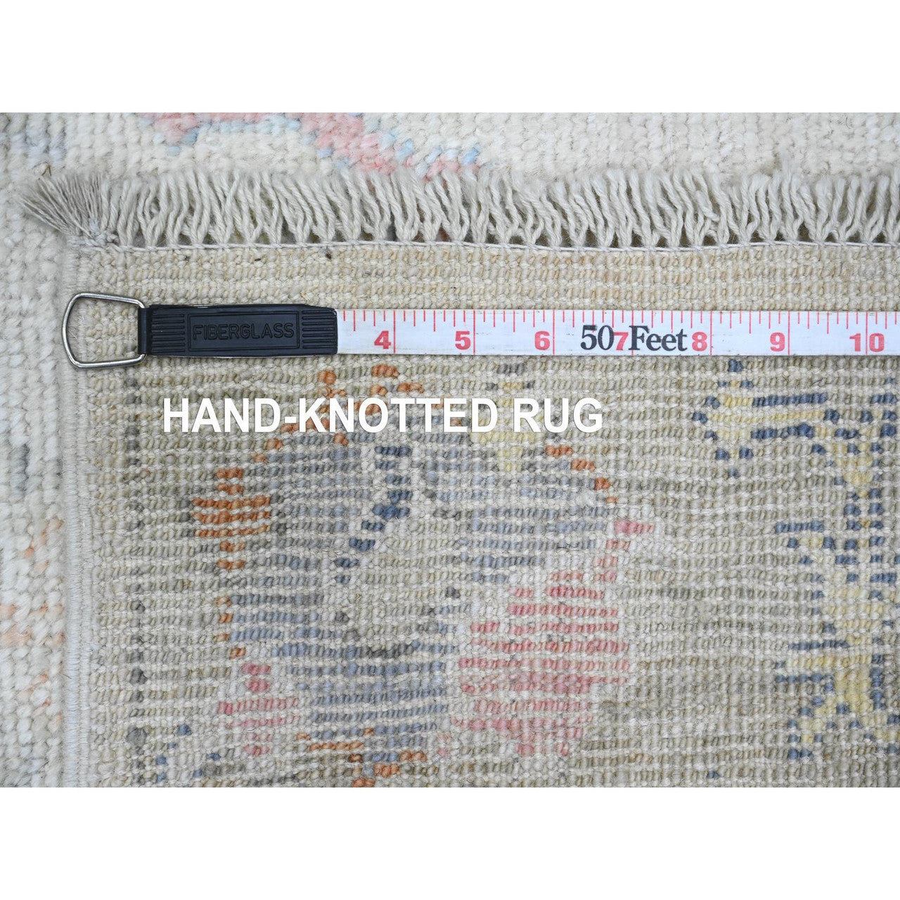 Ivory 2'8" x 15'7" Oushak And Peshawar Hand knotted Wool Rug - Sku: O089879