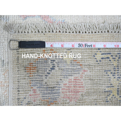 Oushak And Peshawar Wool Hand Knotted Rug Ivory 2.8x15.7 -O089879