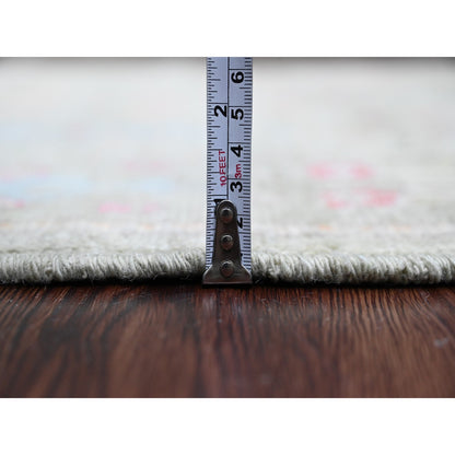 Oushak And Peshawar Wool Hand Knotted Rug Green 2.9x9.10 -O089881