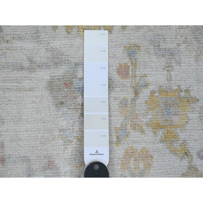 Oushak And Peshawar Wool Hand Knotted Rug Ivory 2.8x8.9 -O089887