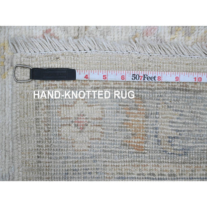Oushak And Peshawar Wool Hand Knotted Rug Ivory 2.8x8.9 -O089887