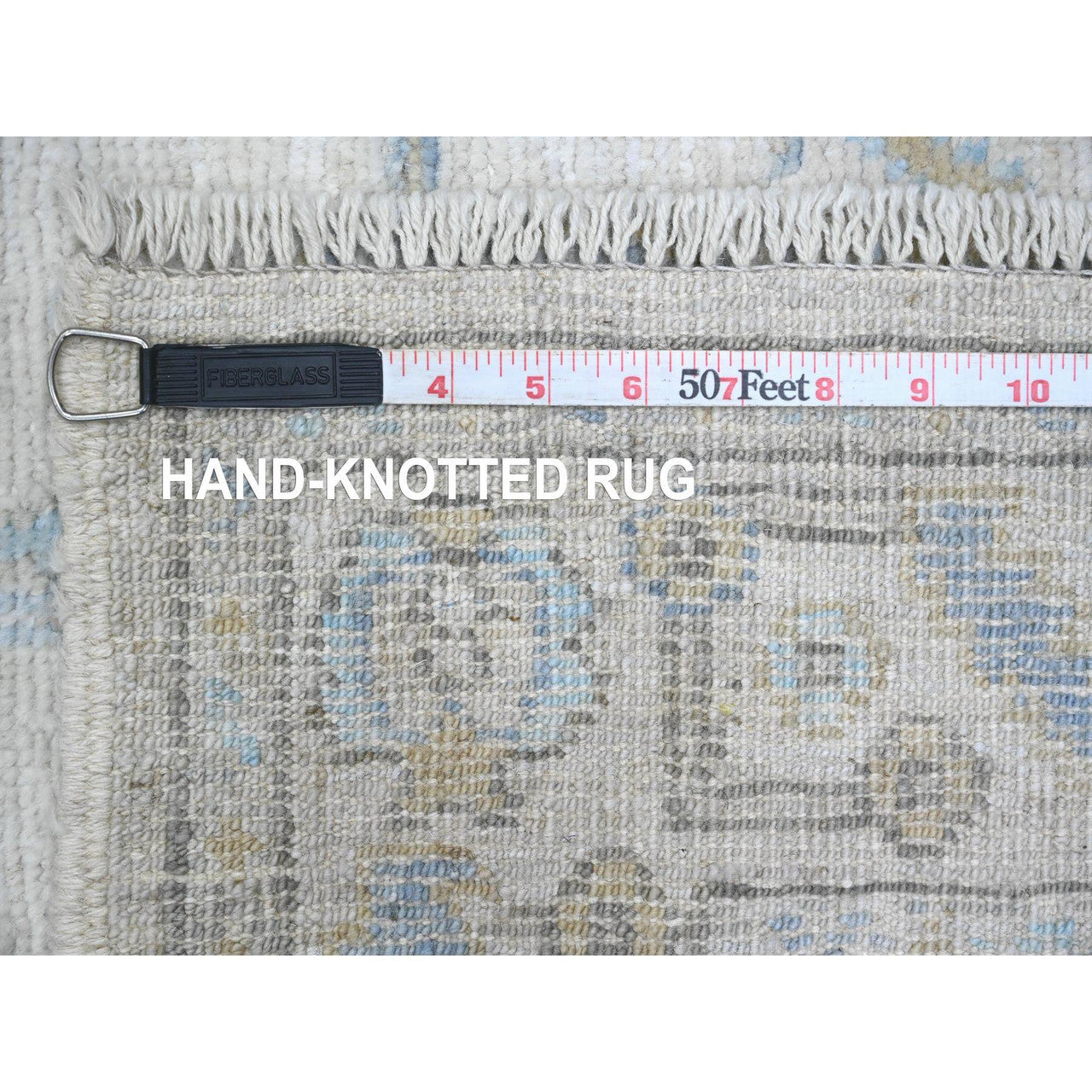 Ivory 2'8" x 13'6" Oushak And Peshawar Hand knotted Wool Rug - Sku: O089892