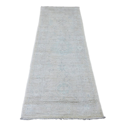 Oushak And Peshawar Wool Hand Knotted Rug Ivory 2.9x7.7 -O089893