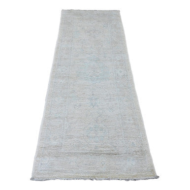 Oushak And Peshawar Wool Hand Knotted Rug Ivory 2.9x7.7 -O089893