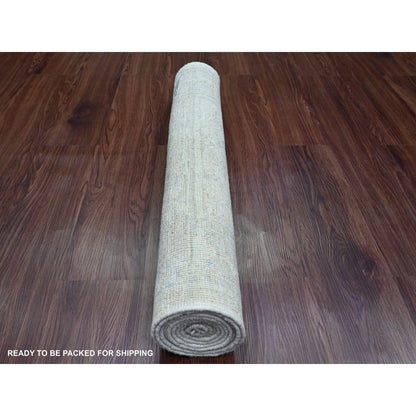Oushak And Peshawar Wool Hand Knotted Rug Ivory 2.9x7.7 -O089893