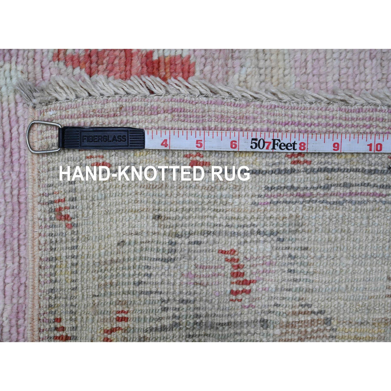 Pink 2'10" x 11'7" Oushak And Peshawar Hand knotted Wool Rug - Sku: O089898