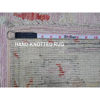 Oushak And Peshawar Wool Hand Knotted Rug Pink 2.10x11.7 -O089898