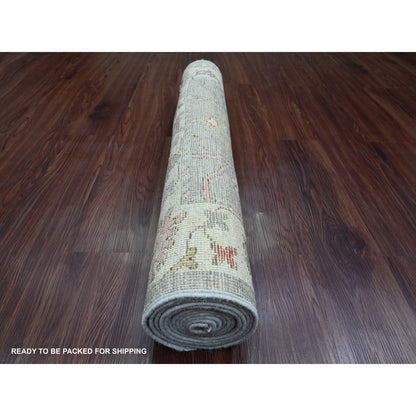 Oushak And Peshawar Wool Hand Knotted Rug Grey 3.0x9.11 -O089899