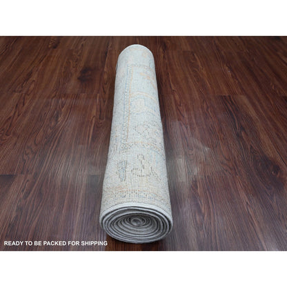 Oushak And Peshawar Wool Hand Knotted Rug Grey 2.8x9.8 -O089900