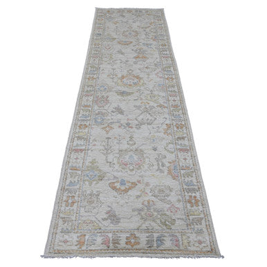 Oushak And Peshawar Wool Hand Knotted Rug Grey 2.10x9.11 -O089901