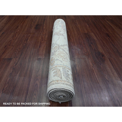 Oushak And Peshawar Wool Hand Knotted Rug Grey 2.10x9.11 -O089901