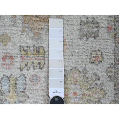 Oushak And Peshawar Wool Hand Knotted Rug Ivory 2.7x9.8 -O089902