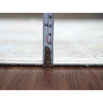 Oushak And Peshawar Wool Hand Knotted Rug Ivory 2.7x9.8 -O089902