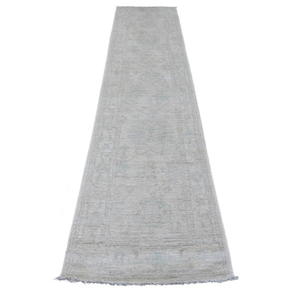 Oushak And Peshawar Wool Hand Knotted Rug Grey 2.7x11.7 -O089903