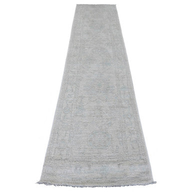 Oushak And Peshawar Wool Hand Knotted Rug Grey 2.7x11.7 -O089903