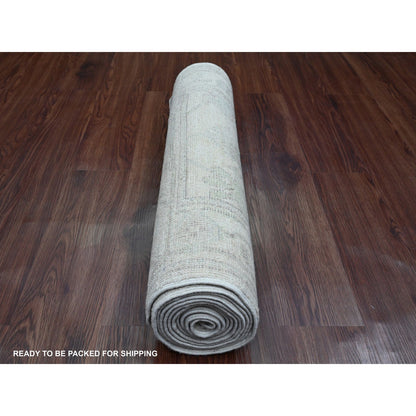 Oushak And Peshawar Wool Hand Knotted Rug Grey 2.7x11.7 -O089903