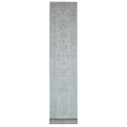 Oushak And Peshawar Wool Hand Knotted Rug Ivory 2.8x19.5 -O089906