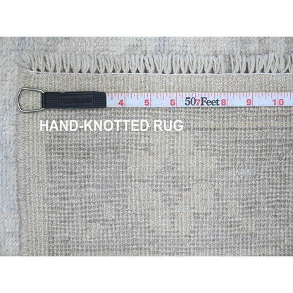 Oushak And Peshawar Wool Hand Knotted Rug Ivory 2.8x19.5 -O089906