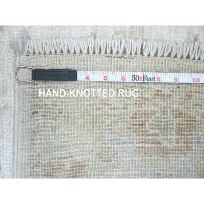Oushak And Peshawar Wool Hand Knotted Rug Ivory 2.10x19.0 -O089907