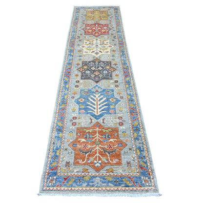 Oushak And Peshawar Wool Hand Knotted Rug Grey 2.7x10.2 -O089912