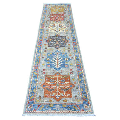 Oushak And Peshawar Wool Hand Knotted Rug Grey 2.7x10.2 -O089912