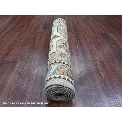 Oushak And Peshawar Wool Hand Knotted Rug Grey 2.6x5.9 -O089913