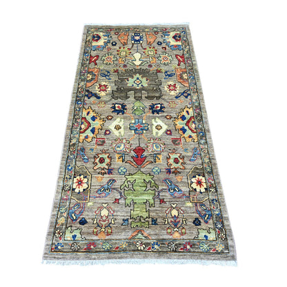Oushak And Peshawar Wool Hand Knotted Rug Grey 3.0x5.10 -O089914