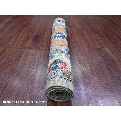 Oushak And Peshawar Wool Hand Knotted Rug Grey 3.0x5.10 -O089914