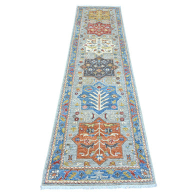 Oushak And Peshawar Wool Hand Knotted Rug Grey 2.7x10.2 -O089917
