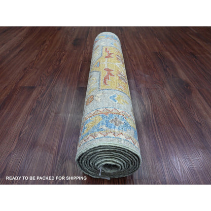 Oushak And Peshawar Wool Hand Knotted Rug Grey 2.7x10.2 -O089917
