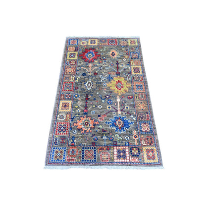 Oushak And Peshawar Wool Hand Knotted Rug Grey 3.1x4.11 -O089918