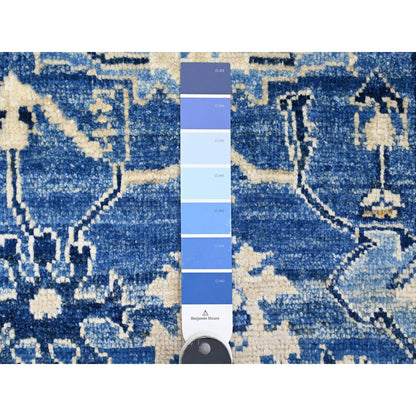 Oushak And Peshawar Wool Hand Knotted Rug Blue 2.9x19.7 -O089920