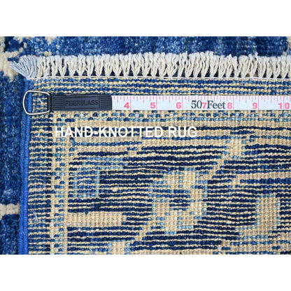 Oushak And Peshawar Wool Hand Knotted Rug Blue 2.9x19.7 -O089920