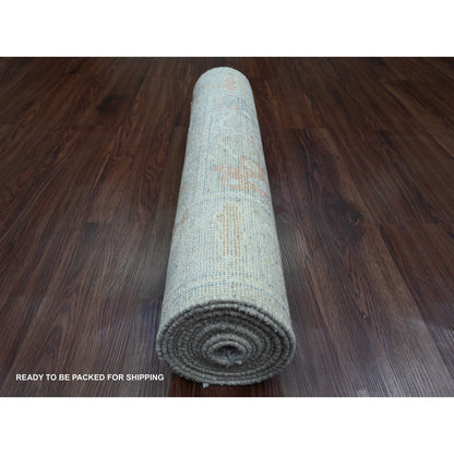 Oushak And Peshawar Wool Hand Knotted Rug Grey 2.8x11.8 -O089922