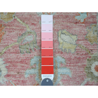 Oushak And Peshawar Wool Hand Knotted Rug Pink 2.9x9.5 -O089925