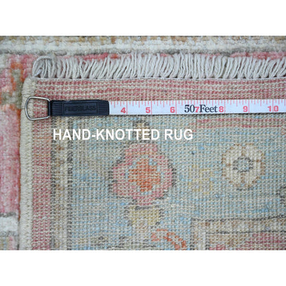 Oushak And Peshawar Wool Hand Knotted Rug Pink 2.9x9.5 -O089925