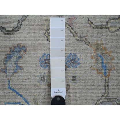 Oushak And Peshawar Wool Hand Knotted Rug Ivory 3.0x10.1 -O089926
