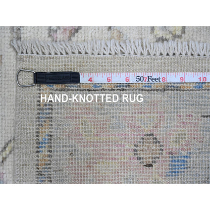 Oushak And Peshawar Wool Hand Knotted Rug Ivory 3.0x10.1 -O089926