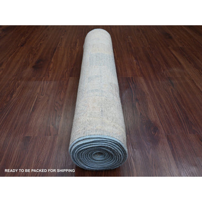 Oushak And Peshawar Wool Hand Knotted Rug Grey 3.1x15.6 -O089928