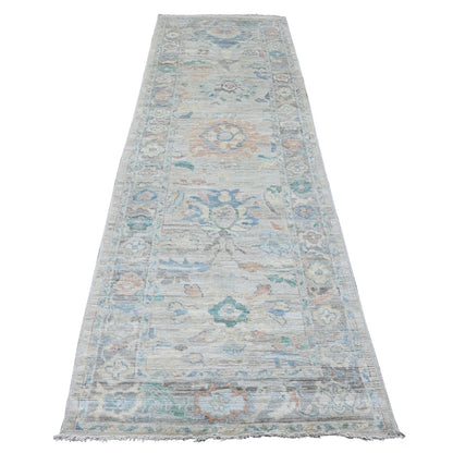 Oushak And Peshawar Wool Hand Knotted Rug Grey 3.1x10.0 -O089930